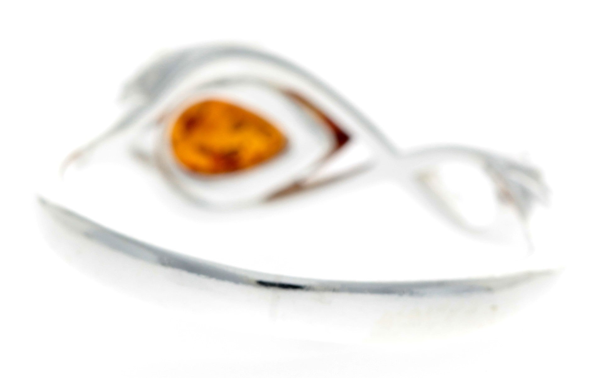 925 Sterling Silver & Genuine Baltic Amber Modern Infinity Designer Ring - GL720