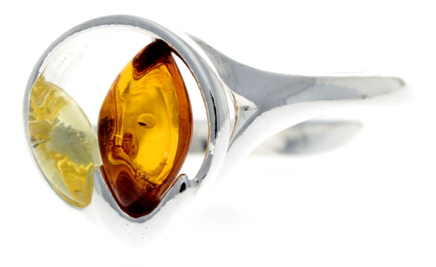 925 Sterling Silver & Baltic Amber Modern Designer Ring - GL724A