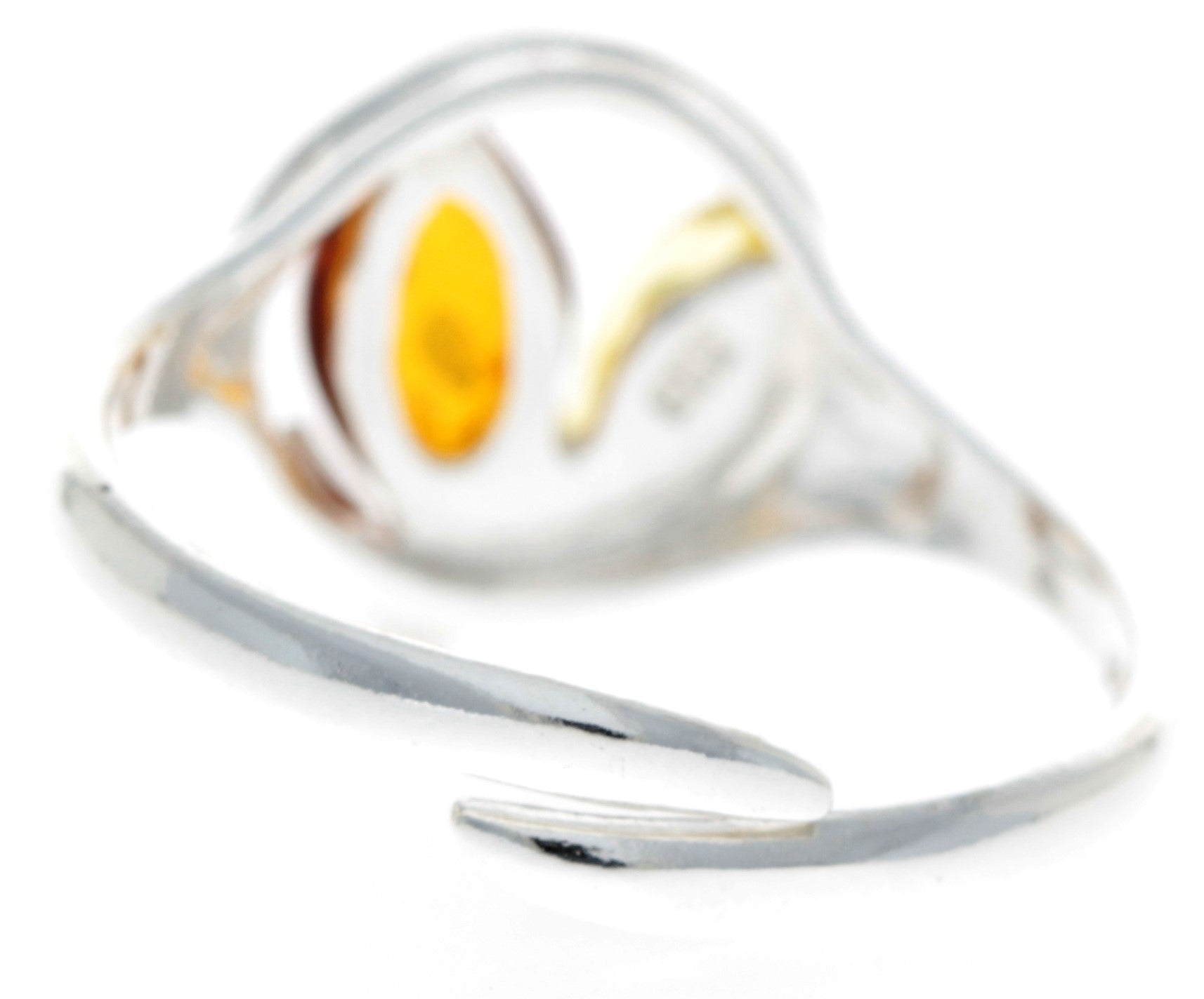 925 Sterling Silver & Baltic Amber Modern Designer Ring - GL724A