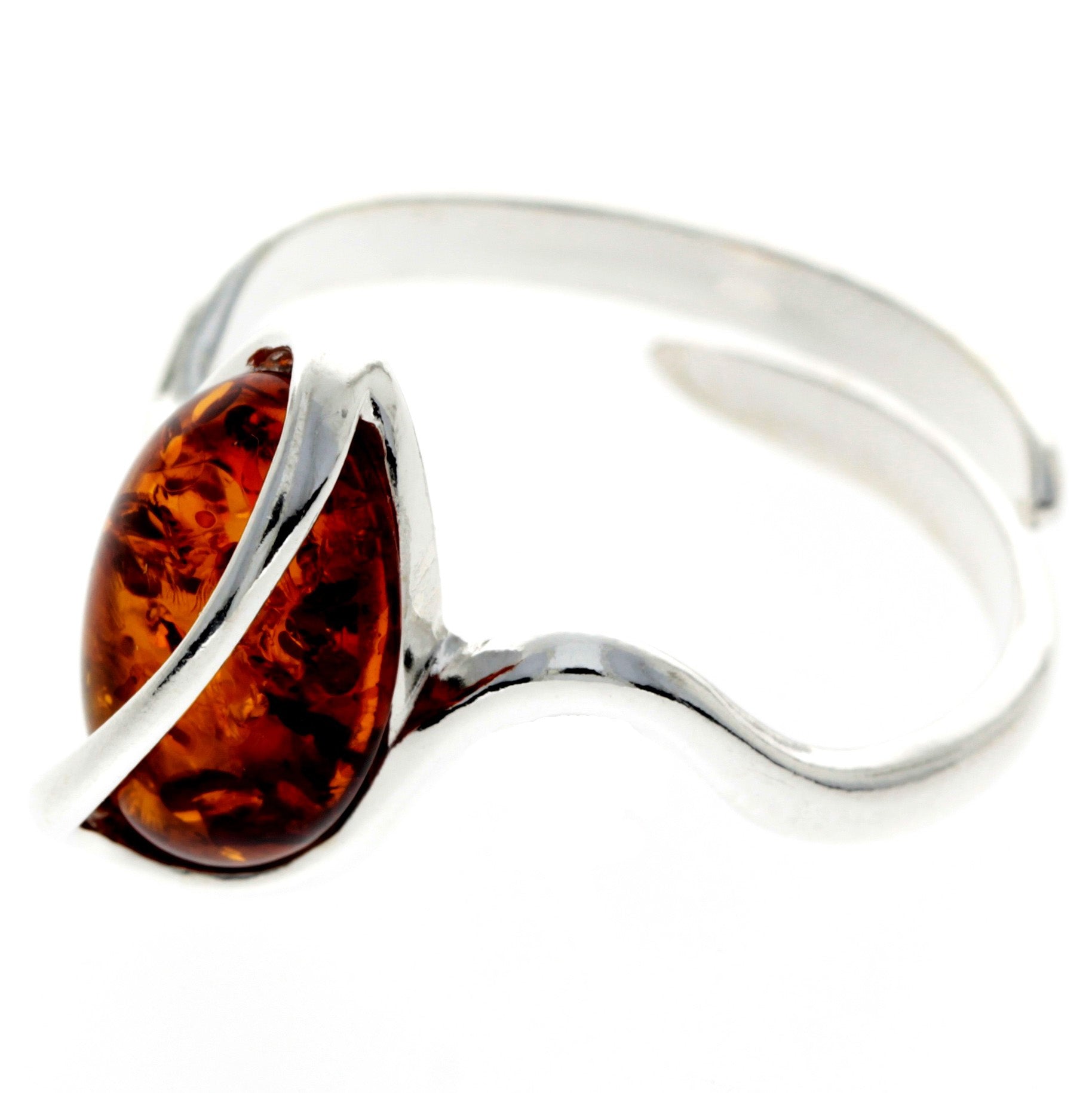 925 Sterling Silver & Baltic Amber Modern Designer Ring - GL477SA