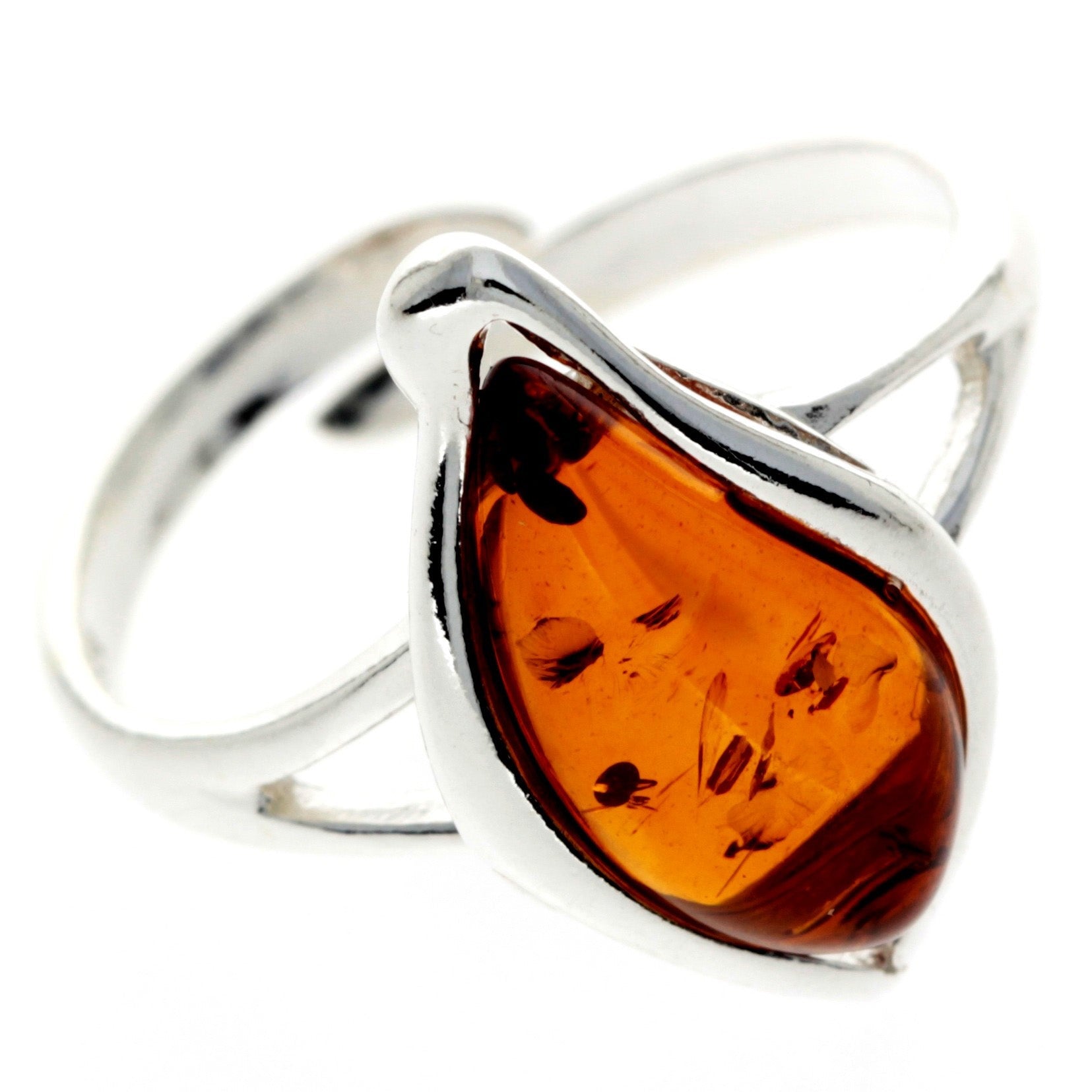 925 Sterling Silver & Baltic Amber Modern Designer Ring - GL730A