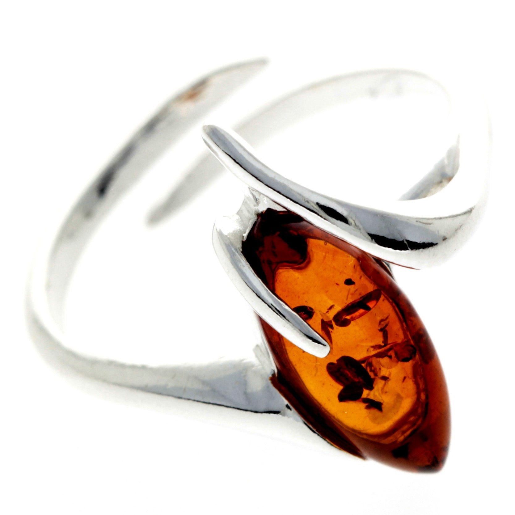 925 Sterling Silver & Baltic Amber Modern Designer Ring - GL413A