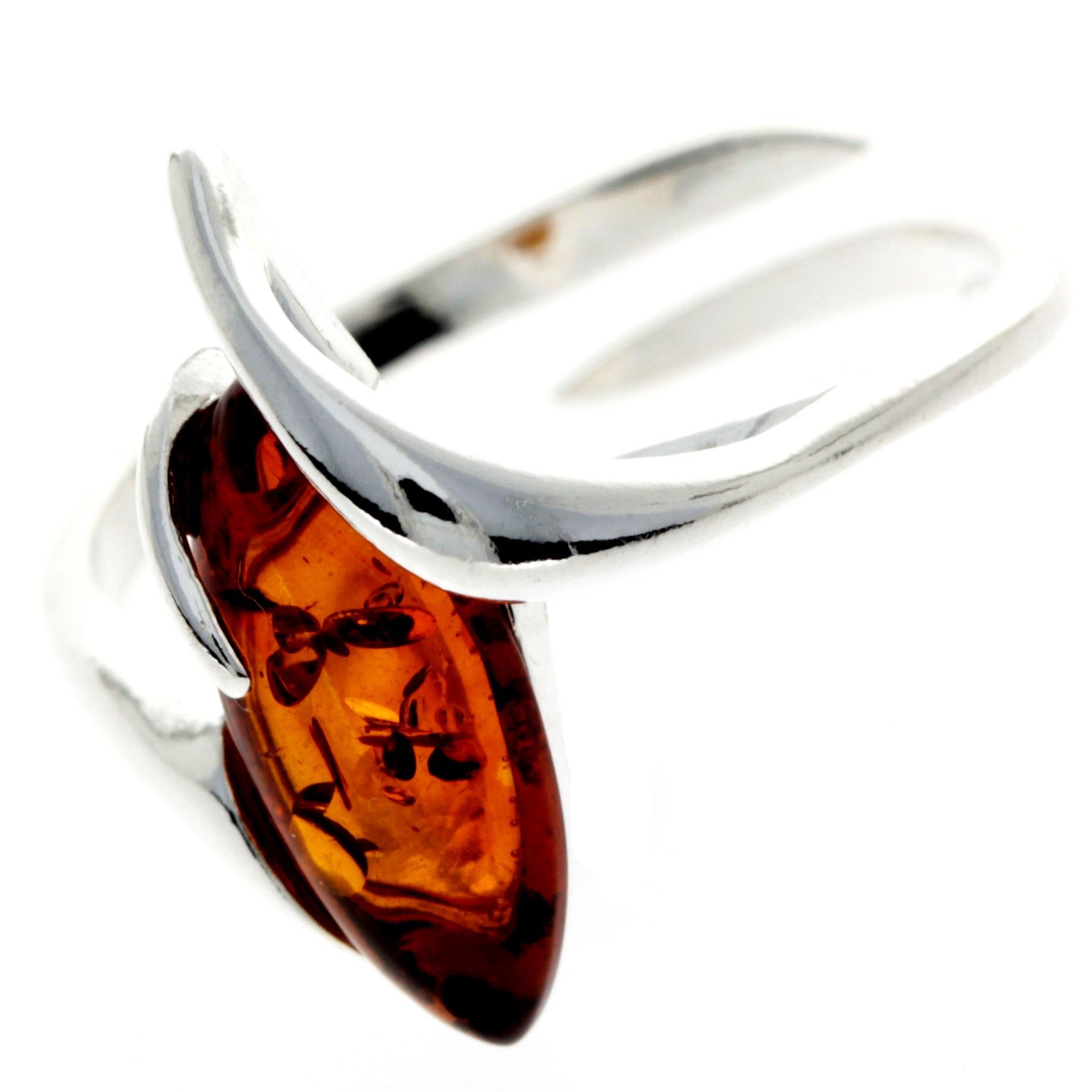 925 Sterling Silver & Baltic Amber Modern Designer Ring - GL413A