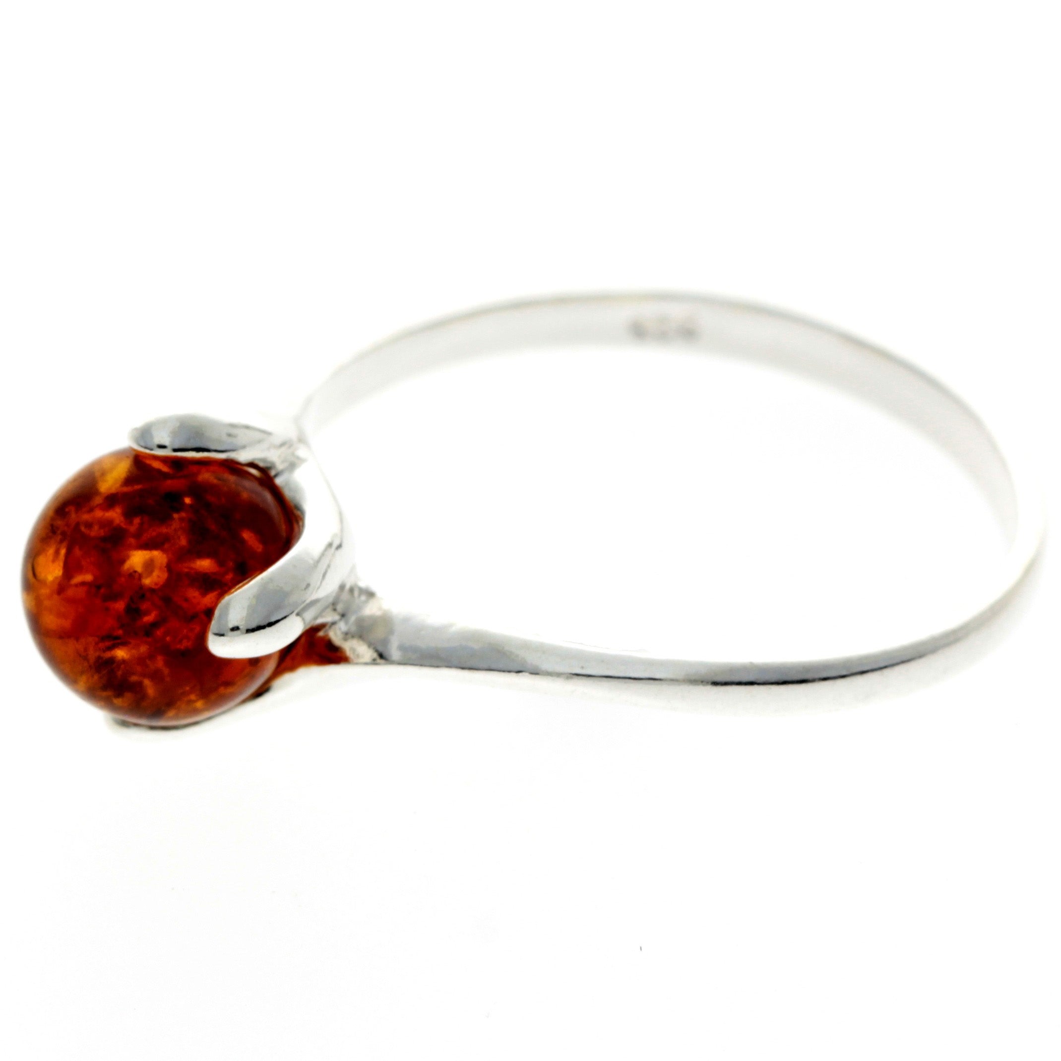 925 Sterling Silver & Baltic Amber Classic Designer Ring - GL442