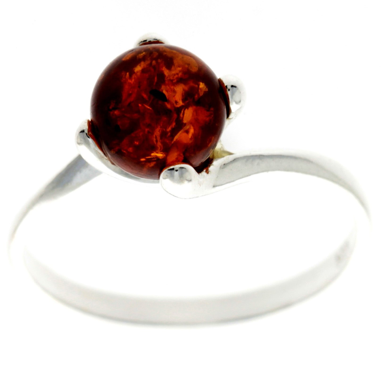 925 Sterling Silver & Baltic Amber Classic Designer Ring - GL442