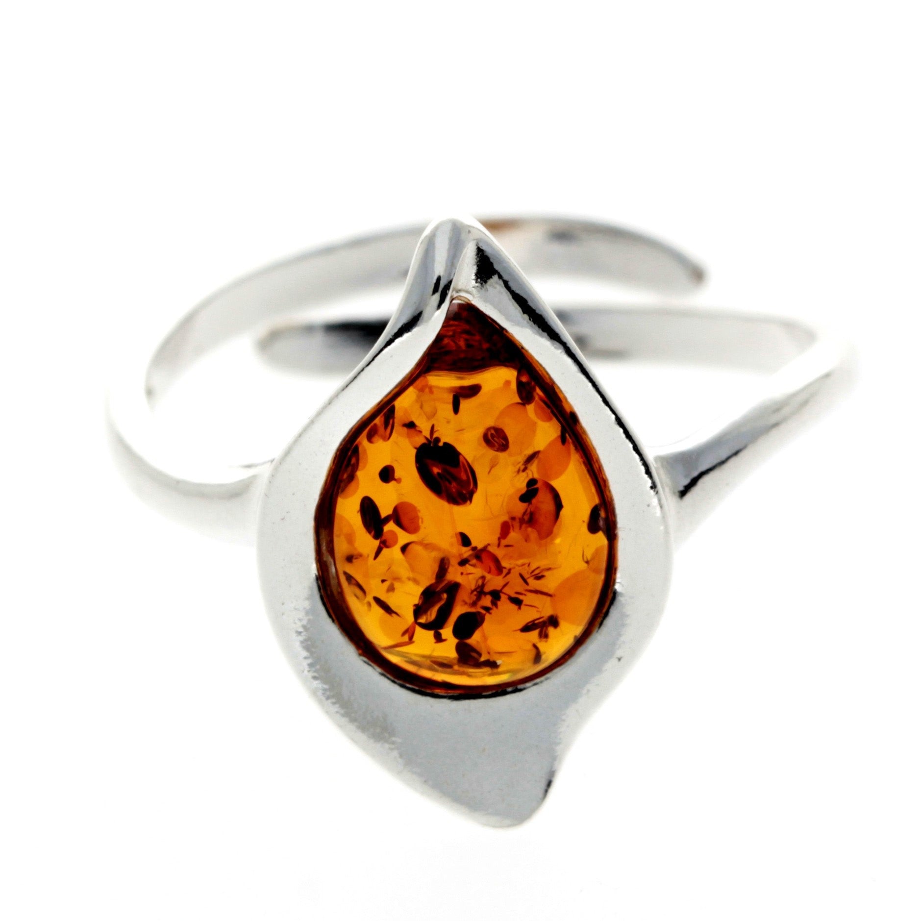 925 Sterling Silver & Baltic Amber Classic Designer Ring - GL735A