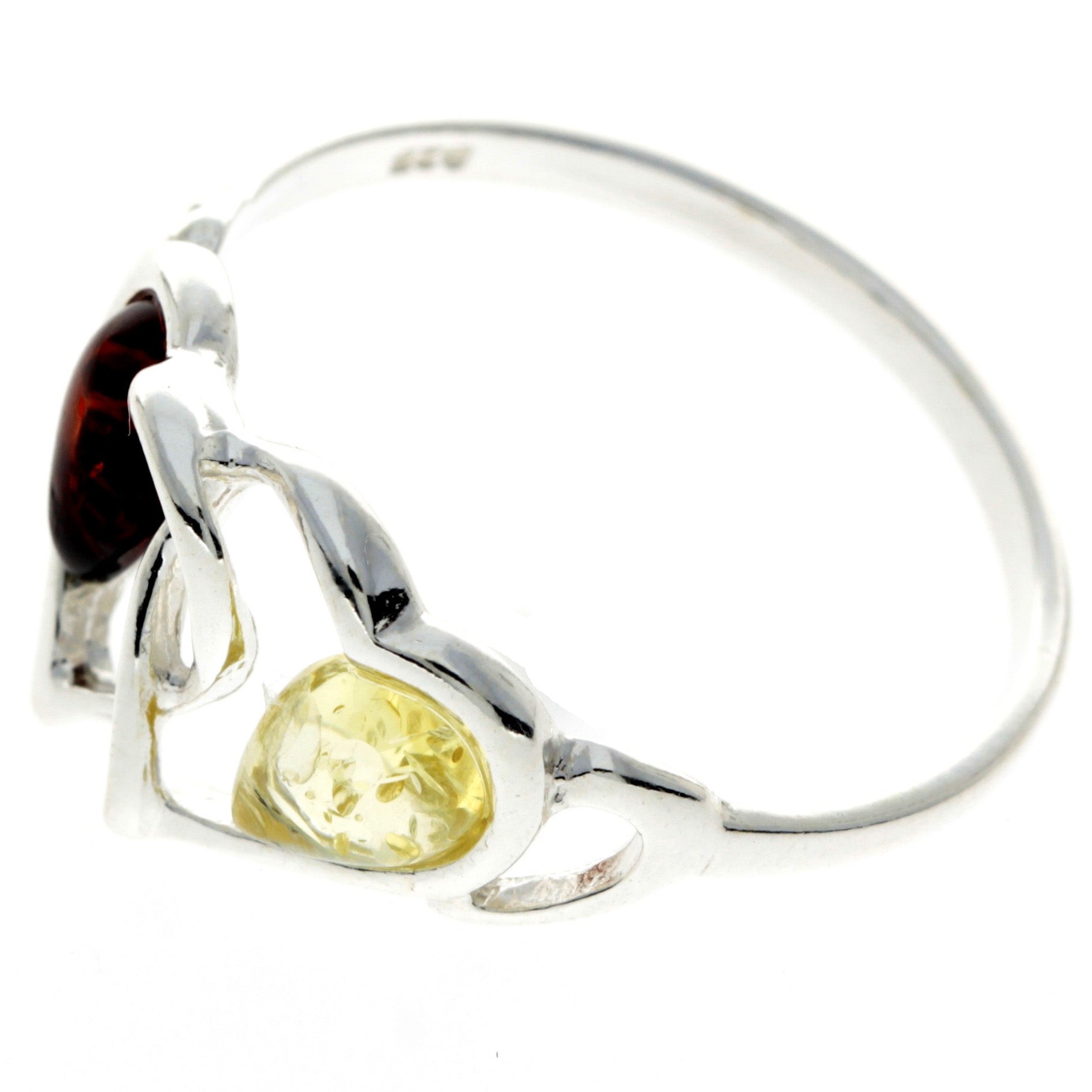 925 Sterling Silver & Baltic Amber Modern Designer Ring - GL713