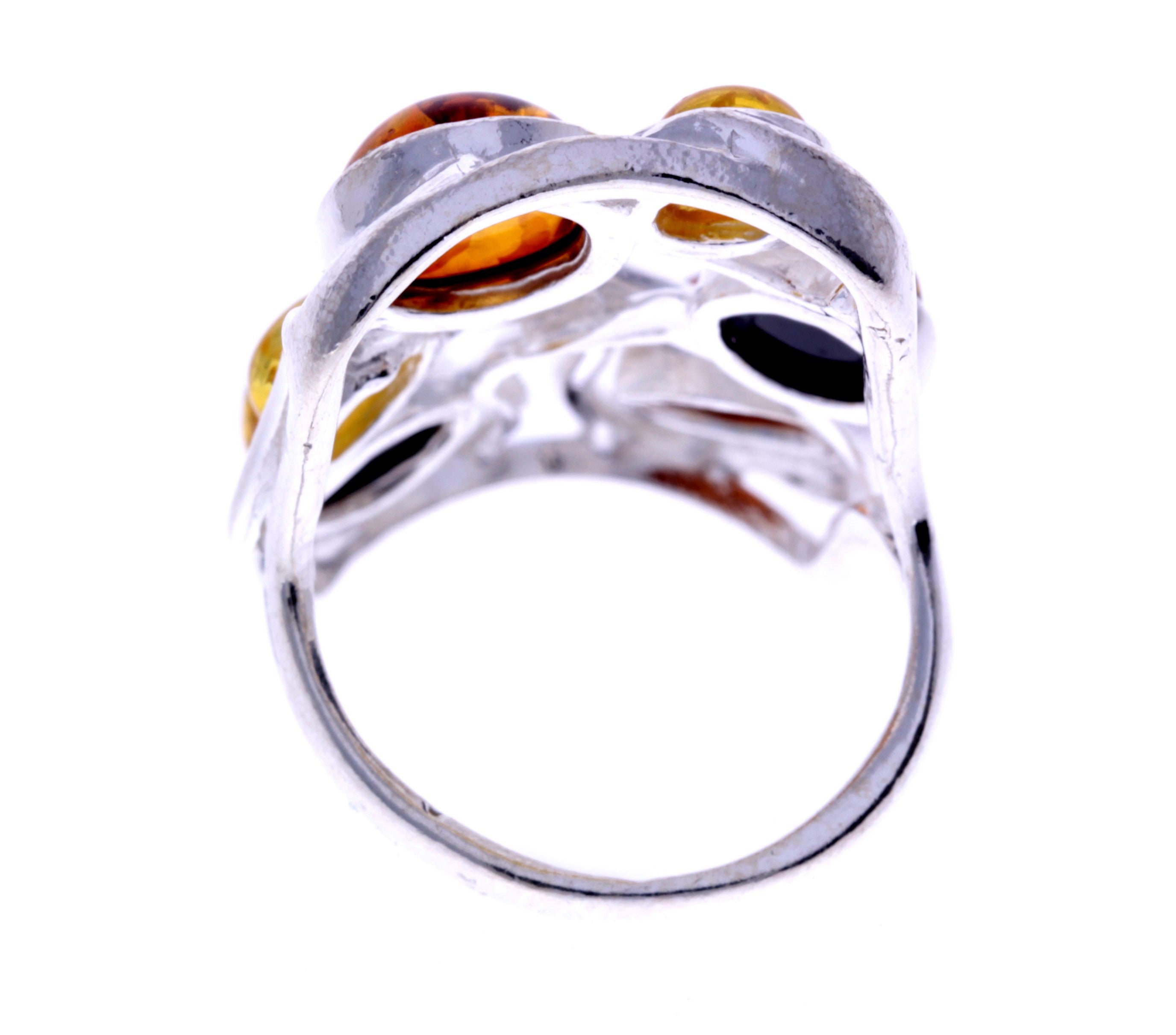 925 Sterling Silver & Baltic Amber Classic Designer Ring - 7176