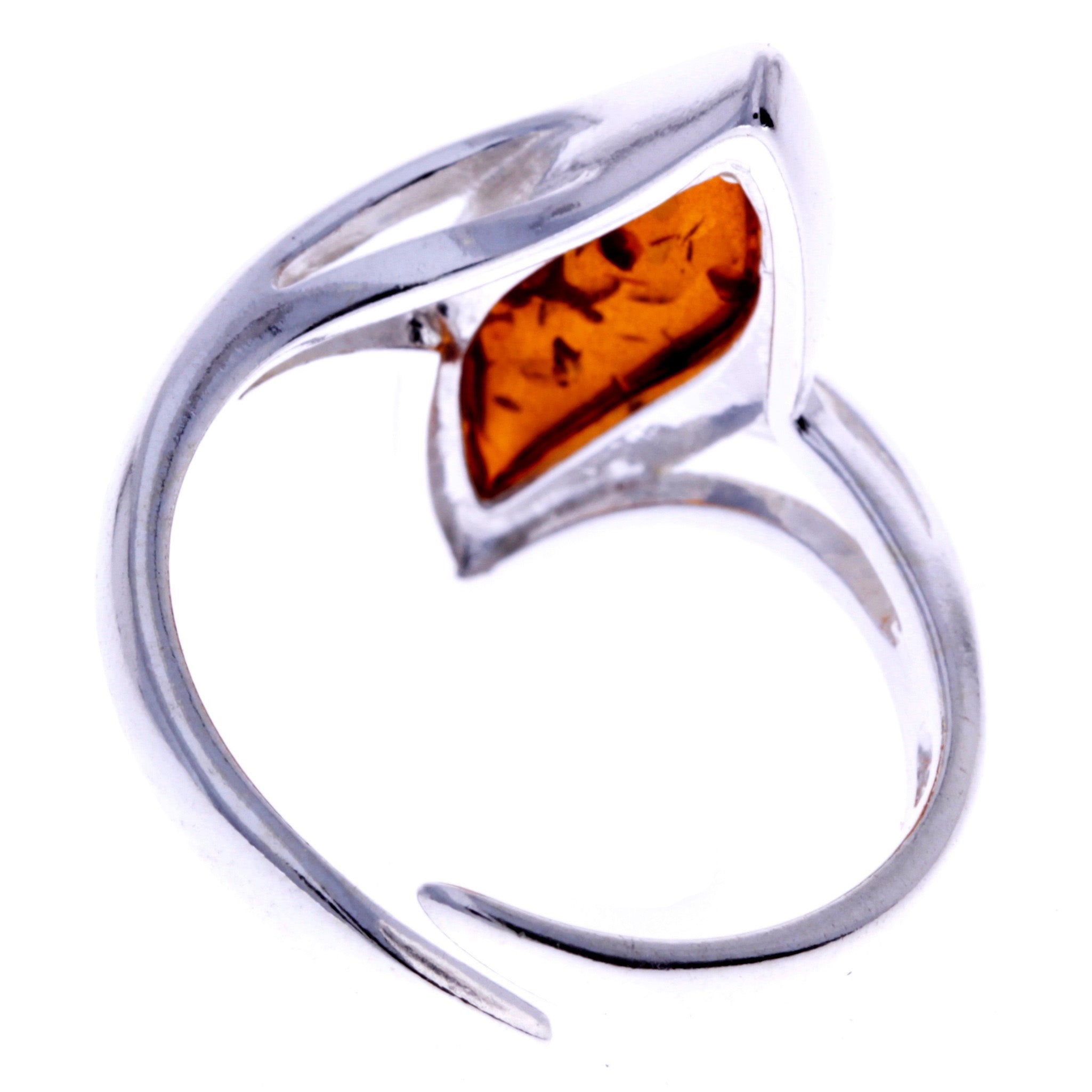 925 Sterling Silver & Baltic Amber Modern Designer Ring - GL410