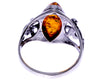 925 Sterling Silver & Baltic Amber Classic Designer Ring - 7010