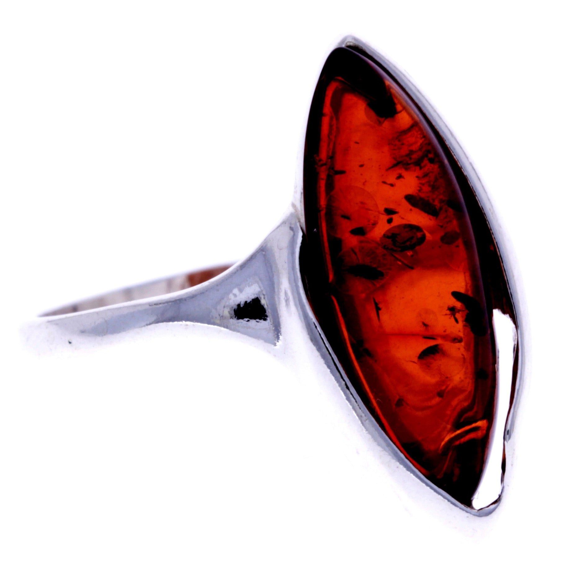 925 Sterling Silver & Baltic Amber Classic Designer Ring - GL710