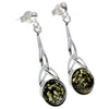 925 Sterling Silver & Genuine Baltic Amber Round Classic Drop Studs Celtic Earrings - 5447