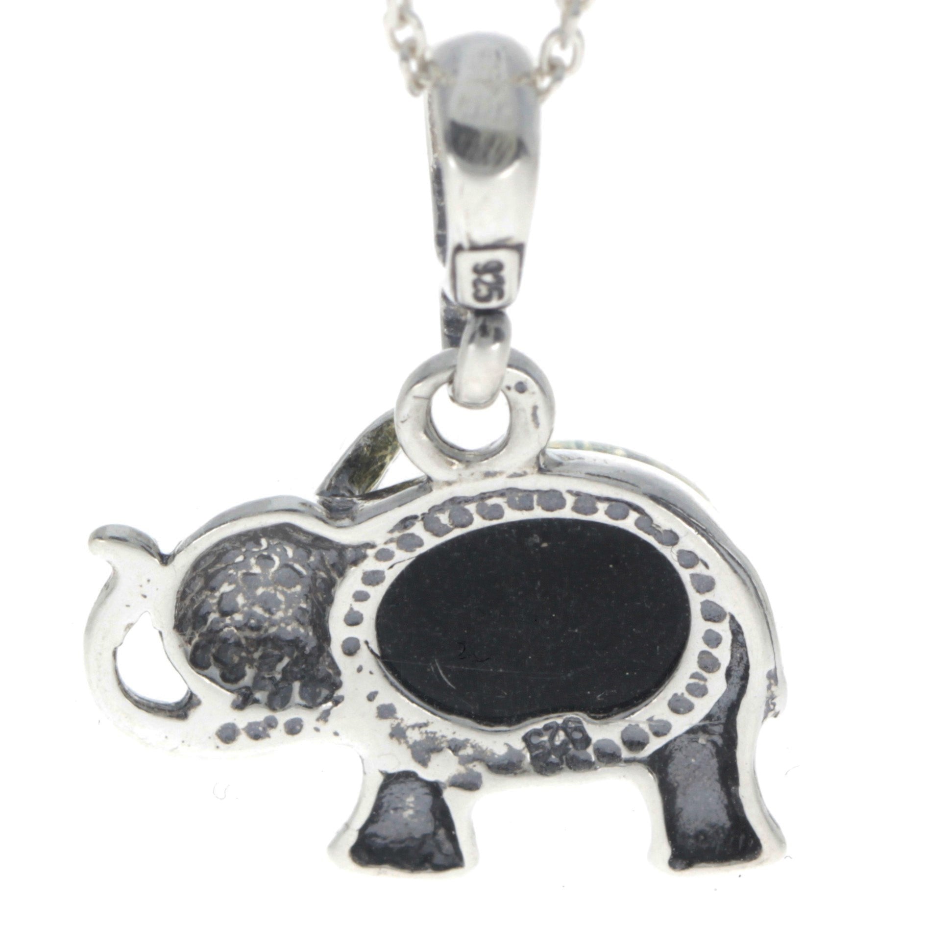 925 Sterling Silver & Baltic Amber Elephant Pendant - 1904A