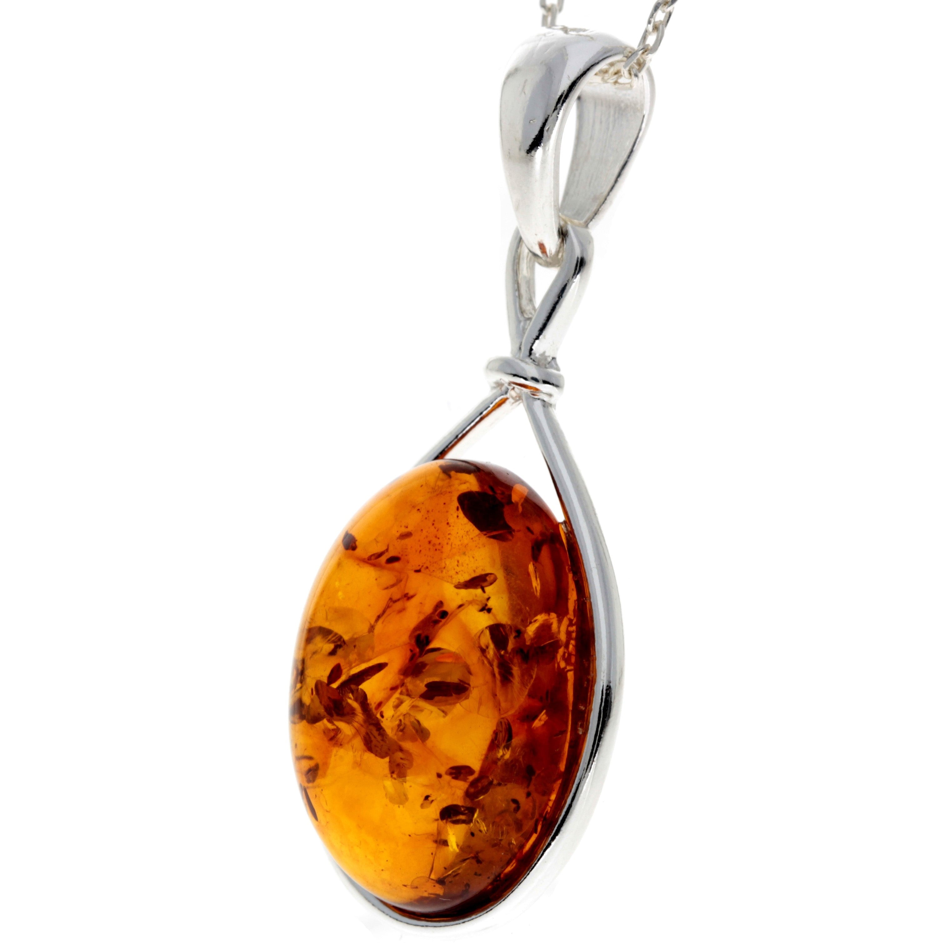 925 Sterling Silver & Baltic Amber Large Classic Pendant - 1803