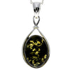 925 Sterling Silver & Baltic Amber Large Classic Pendant - 1803