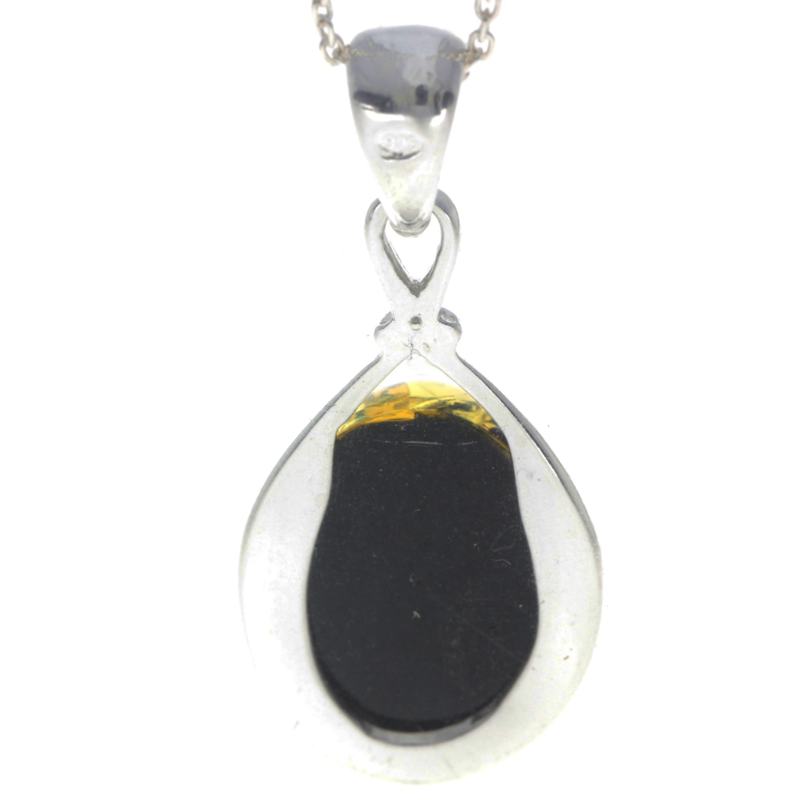 925 Sterling Silver & Baltic Amber Large Classic Pendant - 1803