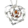 925 Sterling Silver & Baltic Amber Modern Designer Rose Pendant - 670