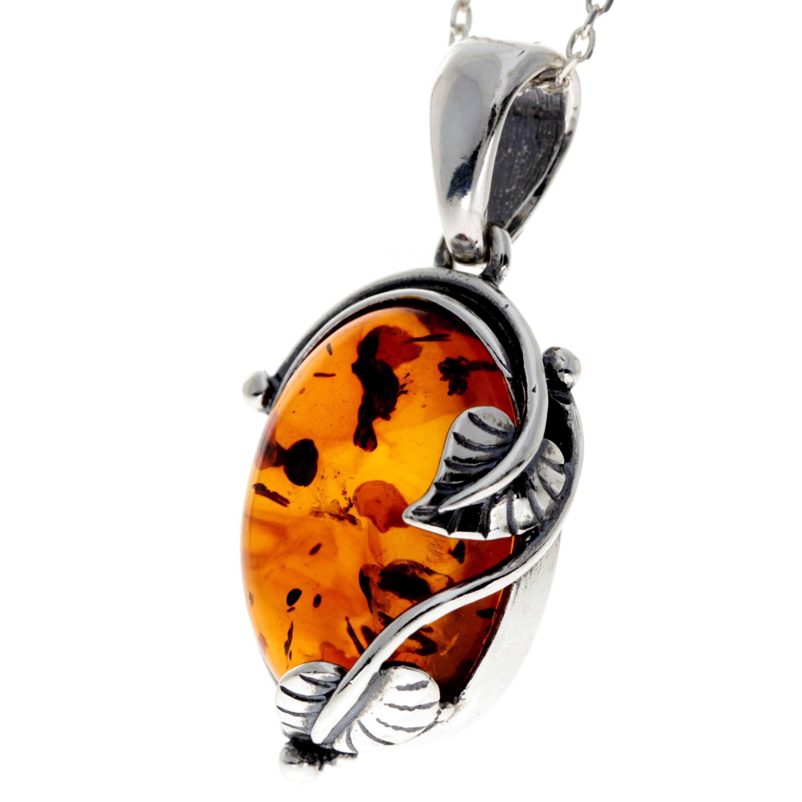 925 Sterling Silver & Baltic Amber Classic Designer Pendant - 359