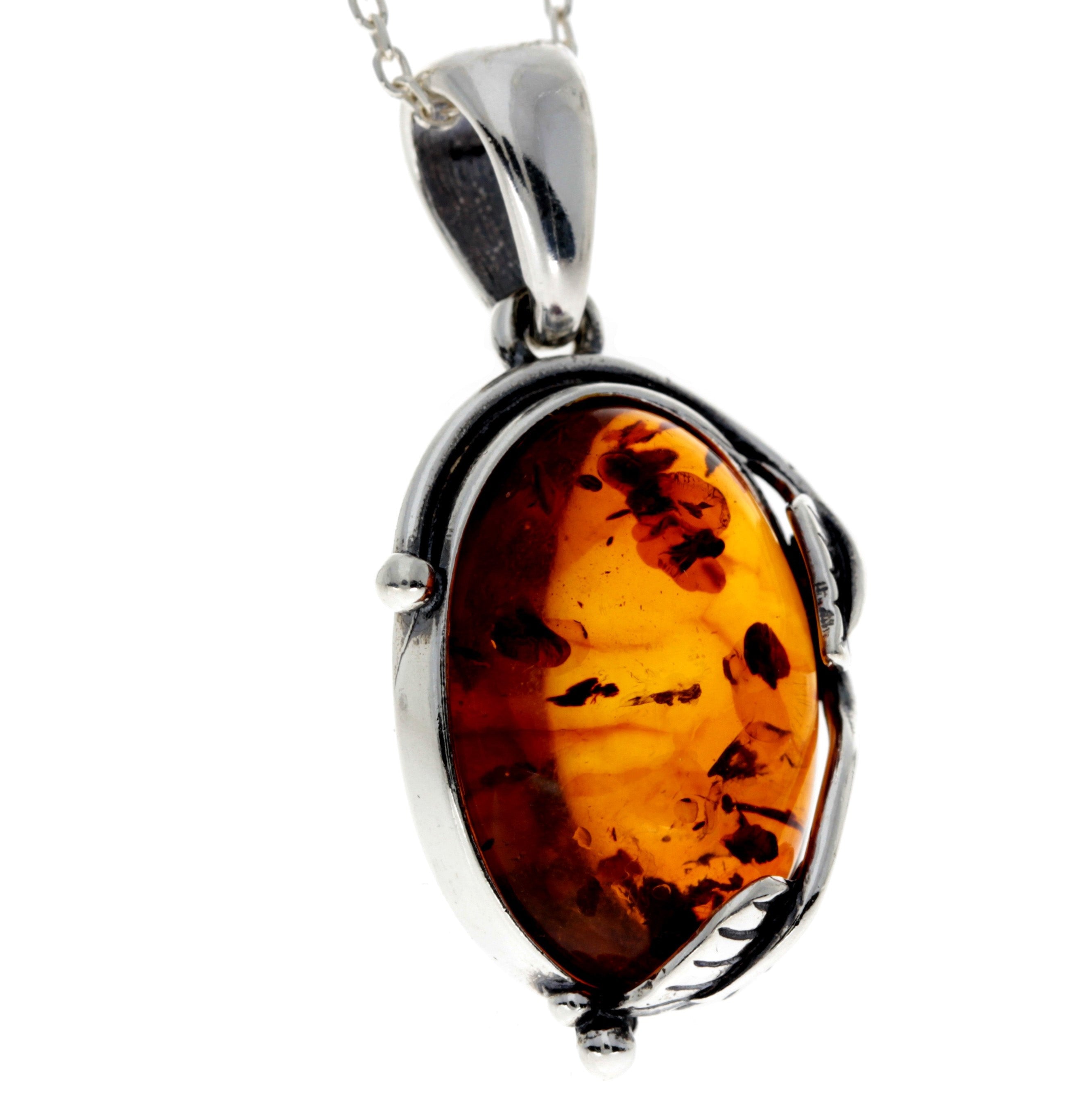 925 Sterling Silver & Baltic Amber Classic Designer Pendant - 359