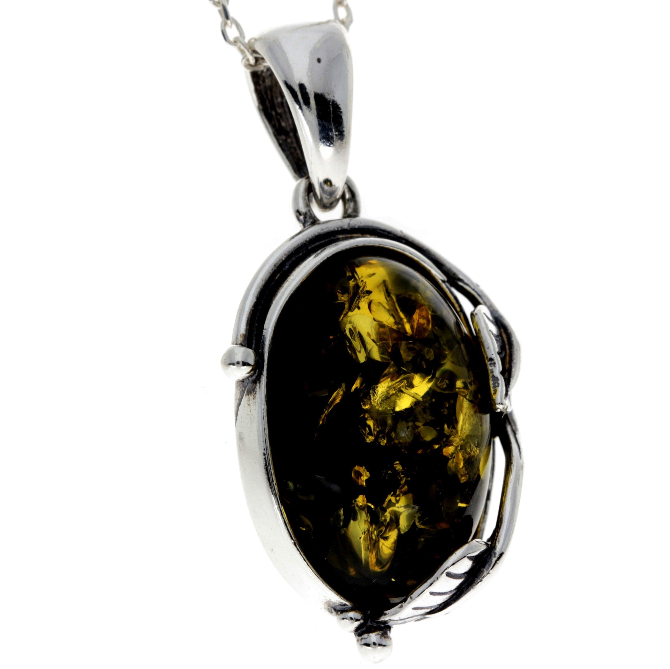 925 Sterling Silver & Baltic Amber Classic Designer Pendant - 359