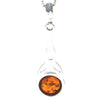 Long 925 Sterling Silver and Round Amber Celtic Pendant - 708