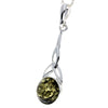 Long 925 Sterling Silver and Round Amber Celtic Pendant - 708