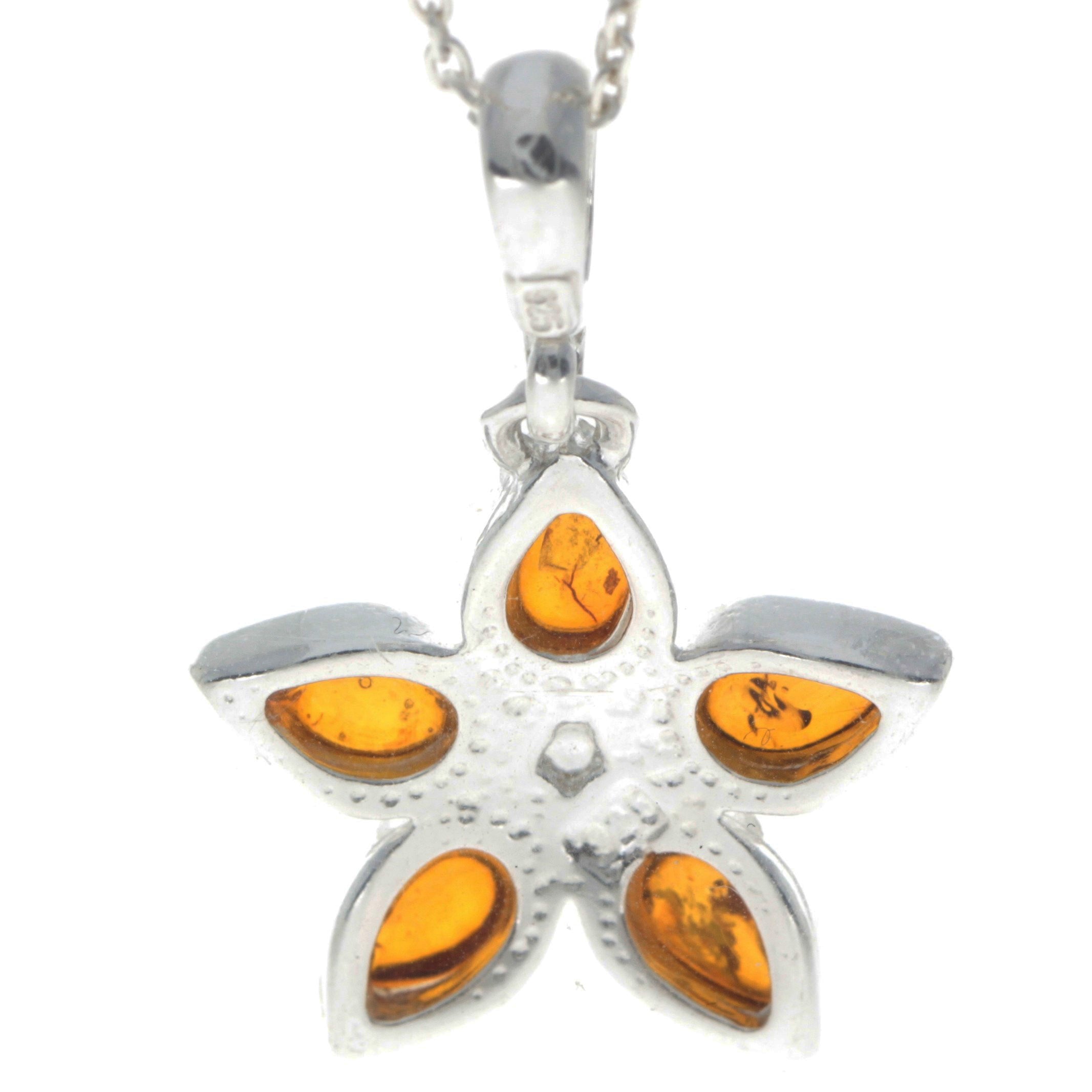 925 Sterling Silver & Baltic Amber Classic Designer Star Pendant - 1684