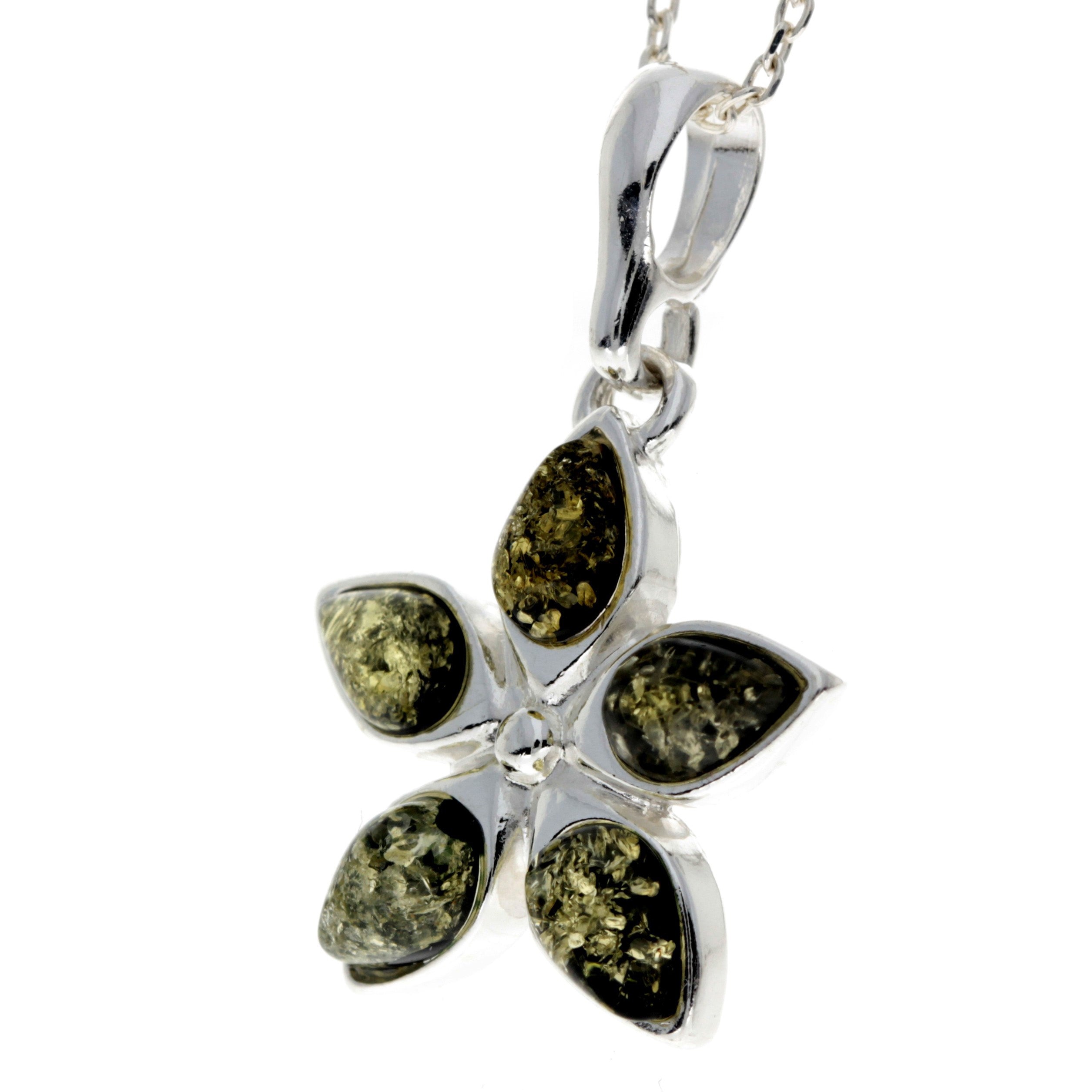 925 Sterling Silver & Baltic Amber Classic Designer Star Pendant - 1684