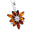 925 Sterling Silver & Baltic Amber Modern Designer Flower Pendant - 318C