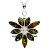 925 Sterling Silver & Baltic Amber Modern Designer Flower Pendant - 318C