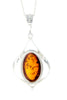 925 Sterling Silver & Baltic Amber Large Modern Pendant - GL384