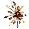 925 Sterling Silver & Baltic Amber Modern Flower Pendant - 1834