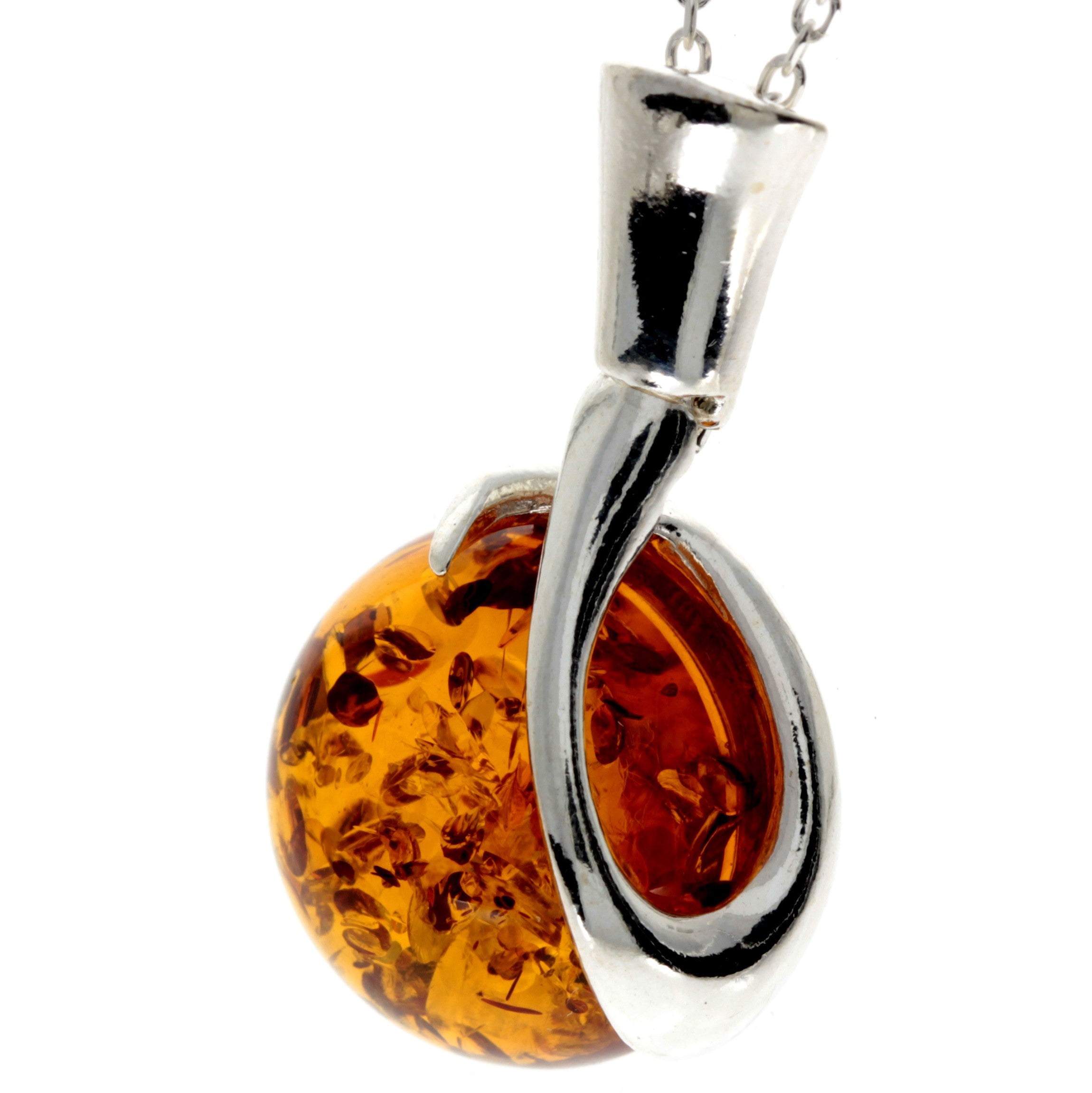 925 Sterling Silver & Baltic Amber Modern Designer Pendant - GL2012