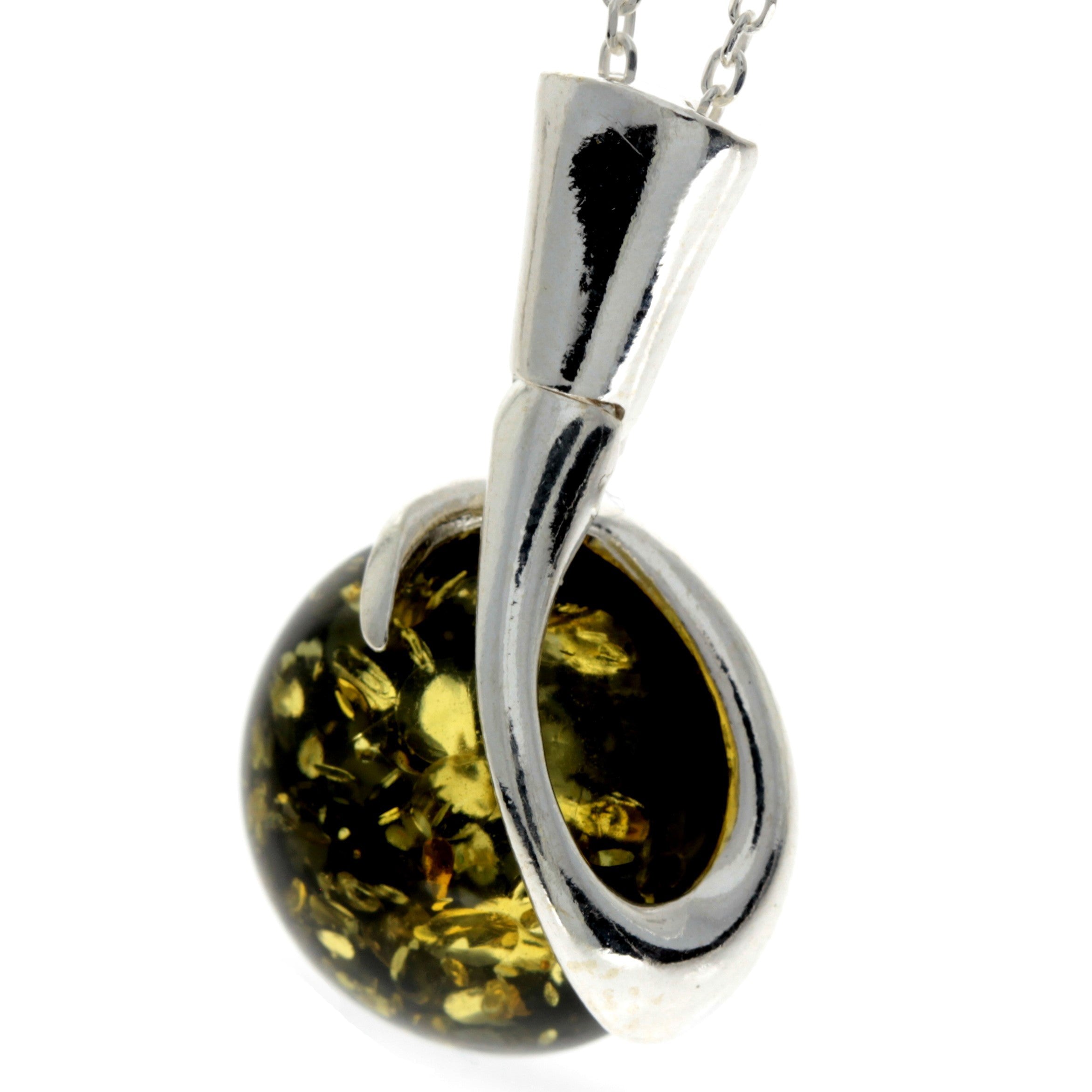 925 Sterling Silver & Baltic Amber Modern Designer Pendant - GL2012