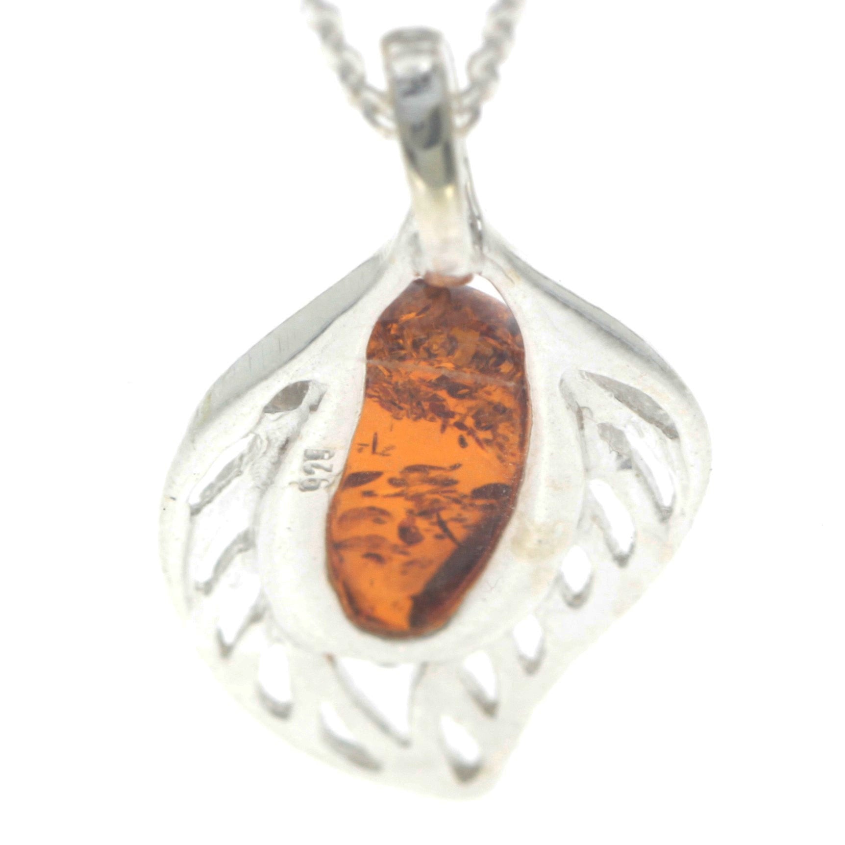 925 Sterling Silver & Baltic Amber Modern Designer Pendant - GL2013