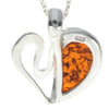 925 Sterling Silver & Baltic Amber Modern Heart Pendant - GL2015