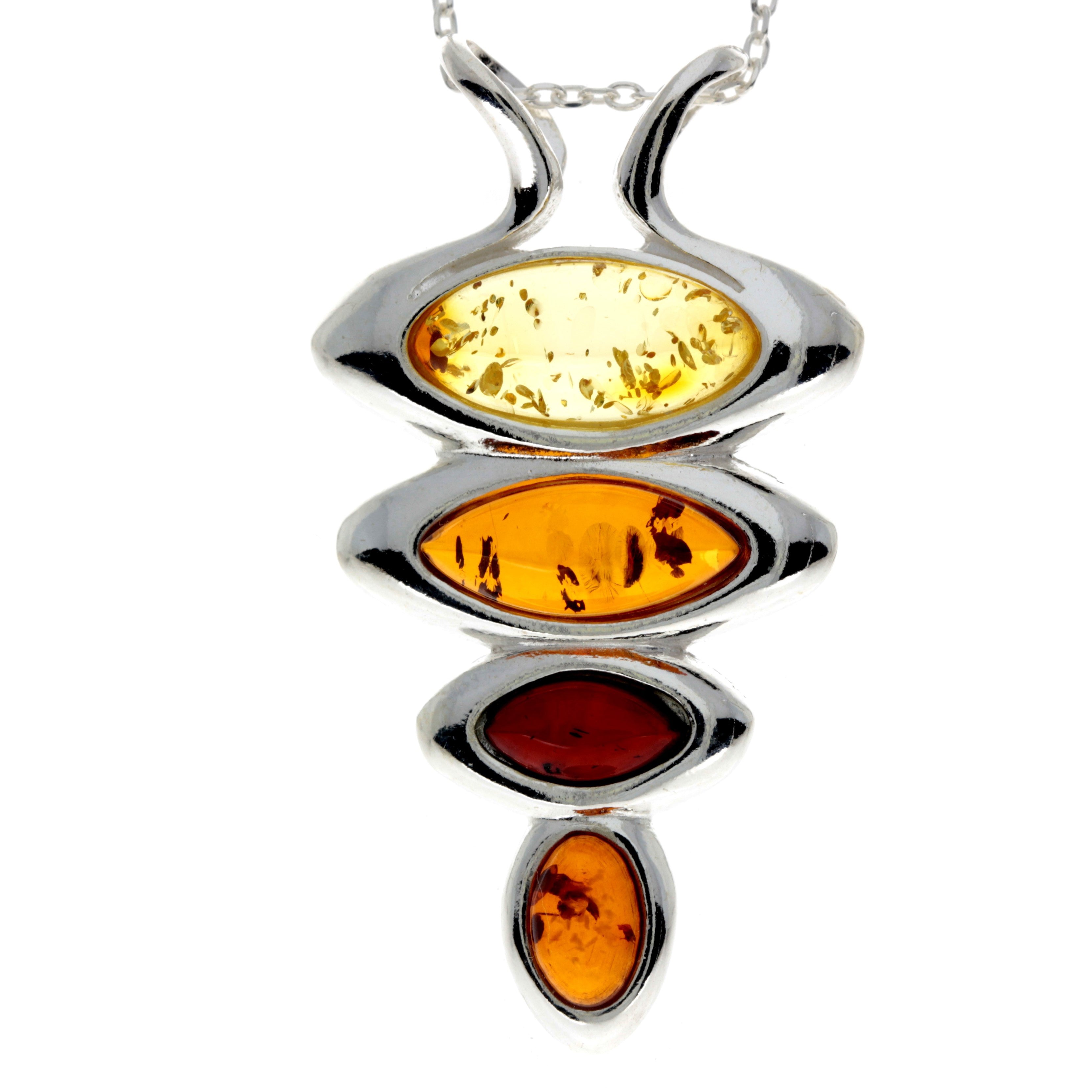 925 Sterling Silver & Baltic Amber Modern Designer Pendant - GL2017