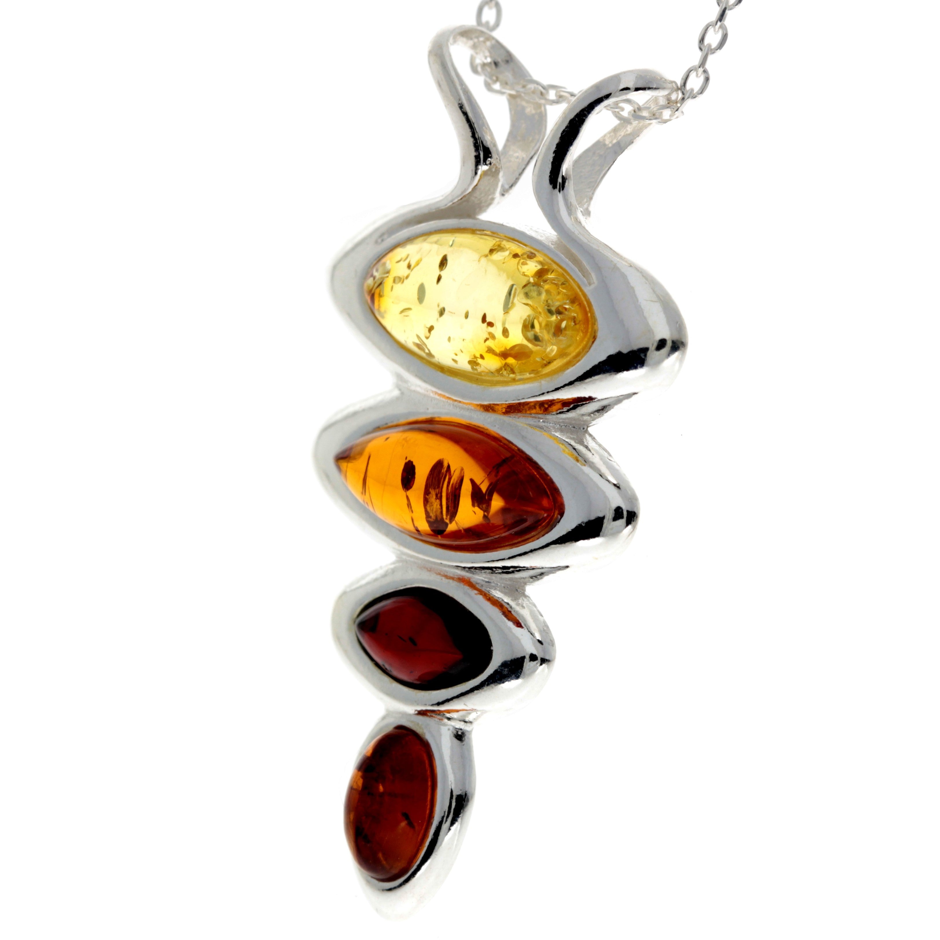 925 Sterling Silver & Baltic Amber Modern Designer Pendant - GL2017