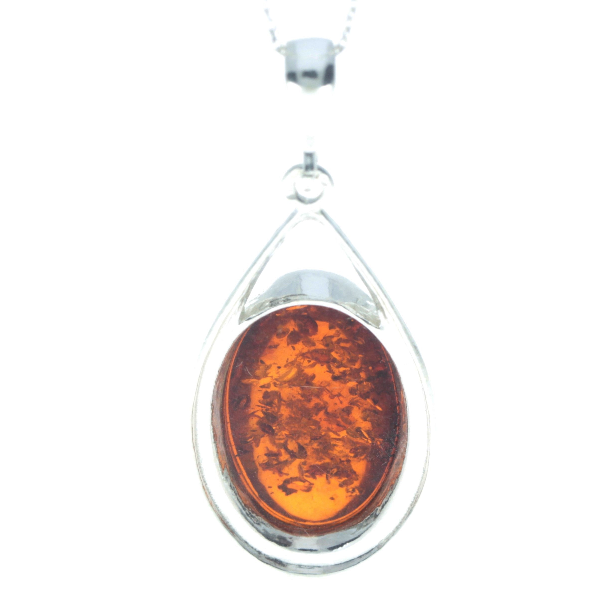 925 Sterling Silver & Baltic Amber Classic Designer Pendant - GL2018