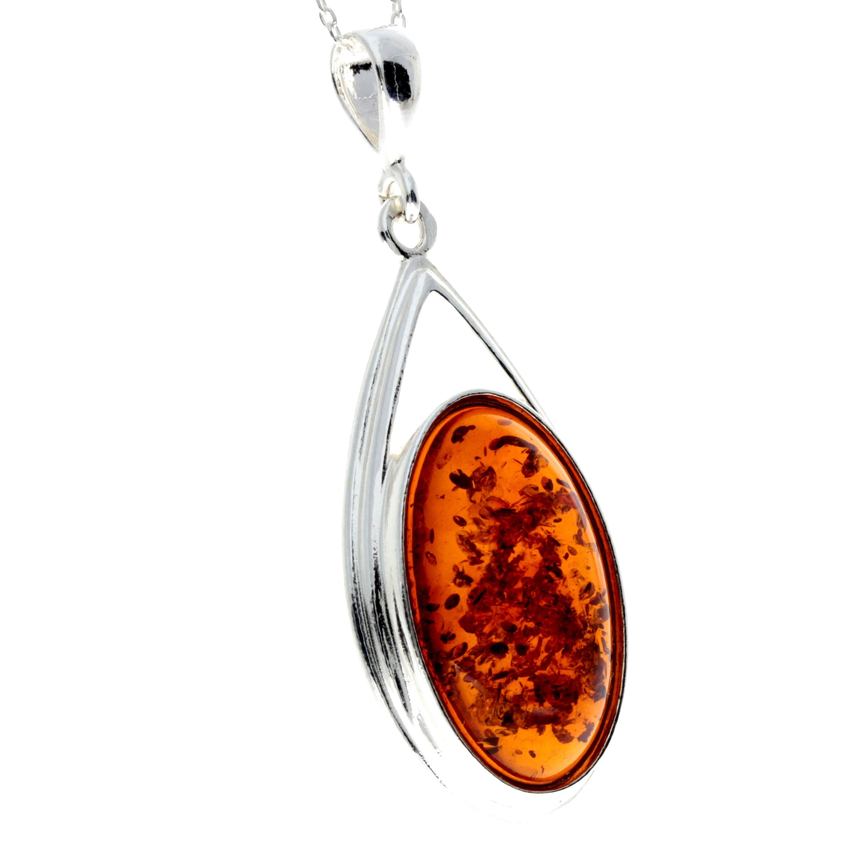 925 Sterling Silver & Baltic Amber Classic Designer Pendant - GL2018