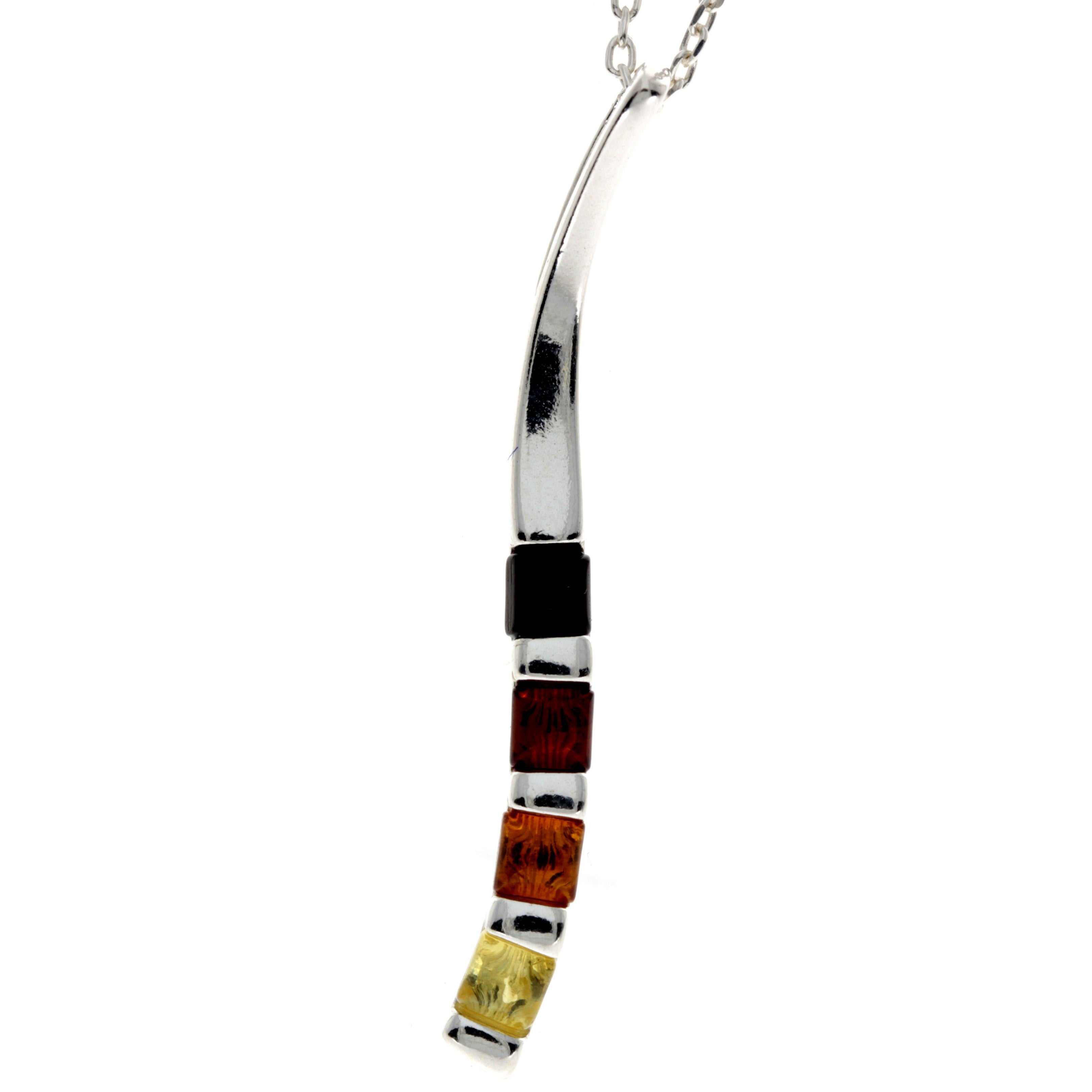 925 Sterling Silver & Baltic Amber Modern Designer Pendant - GL2021