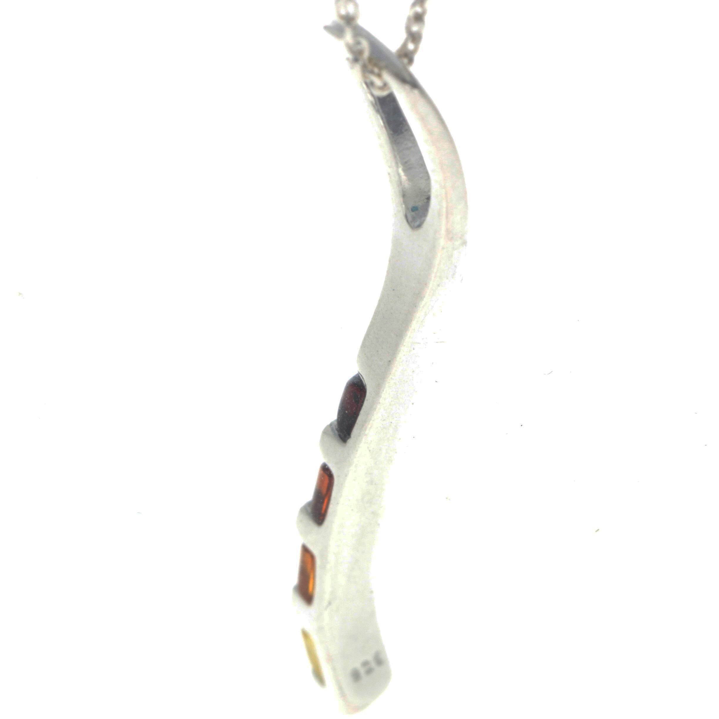 925 Sterling Silver & Baltic Amber Modern Designer Pendant - GL2021