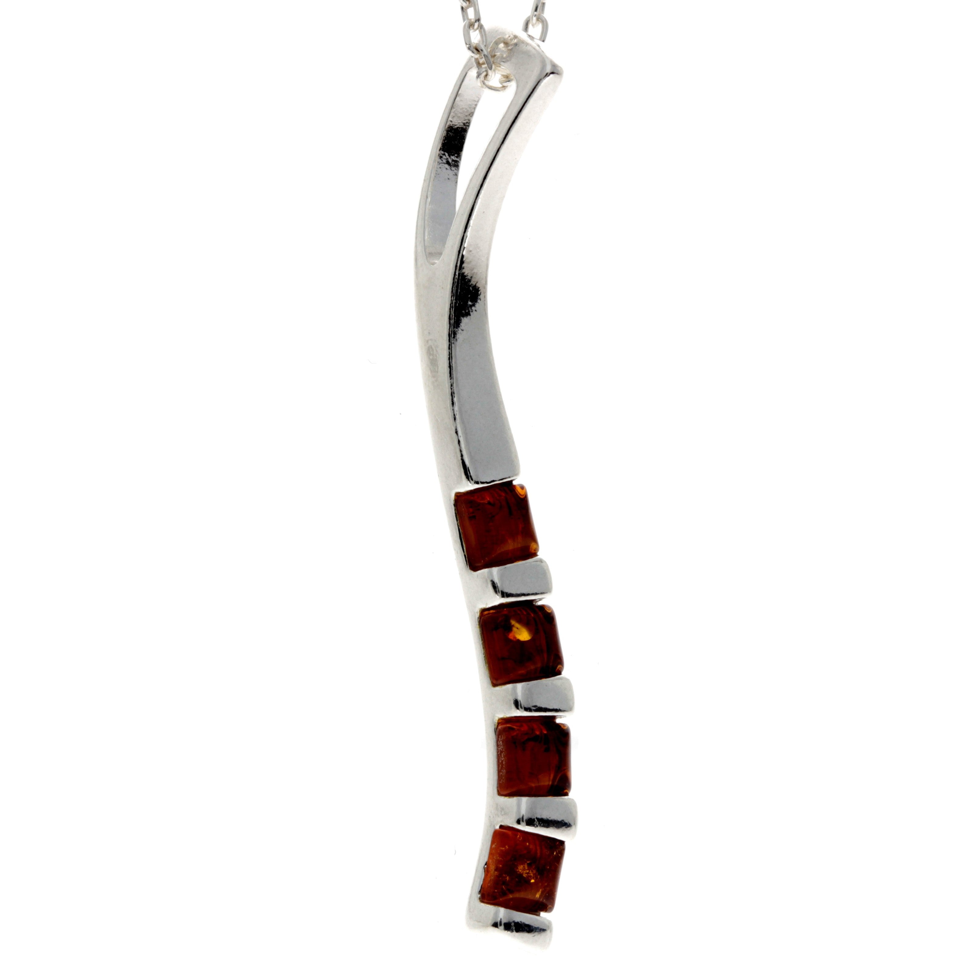 925 Sterling Silver & Baltic Amber Modern Designer Pendant - GL2021