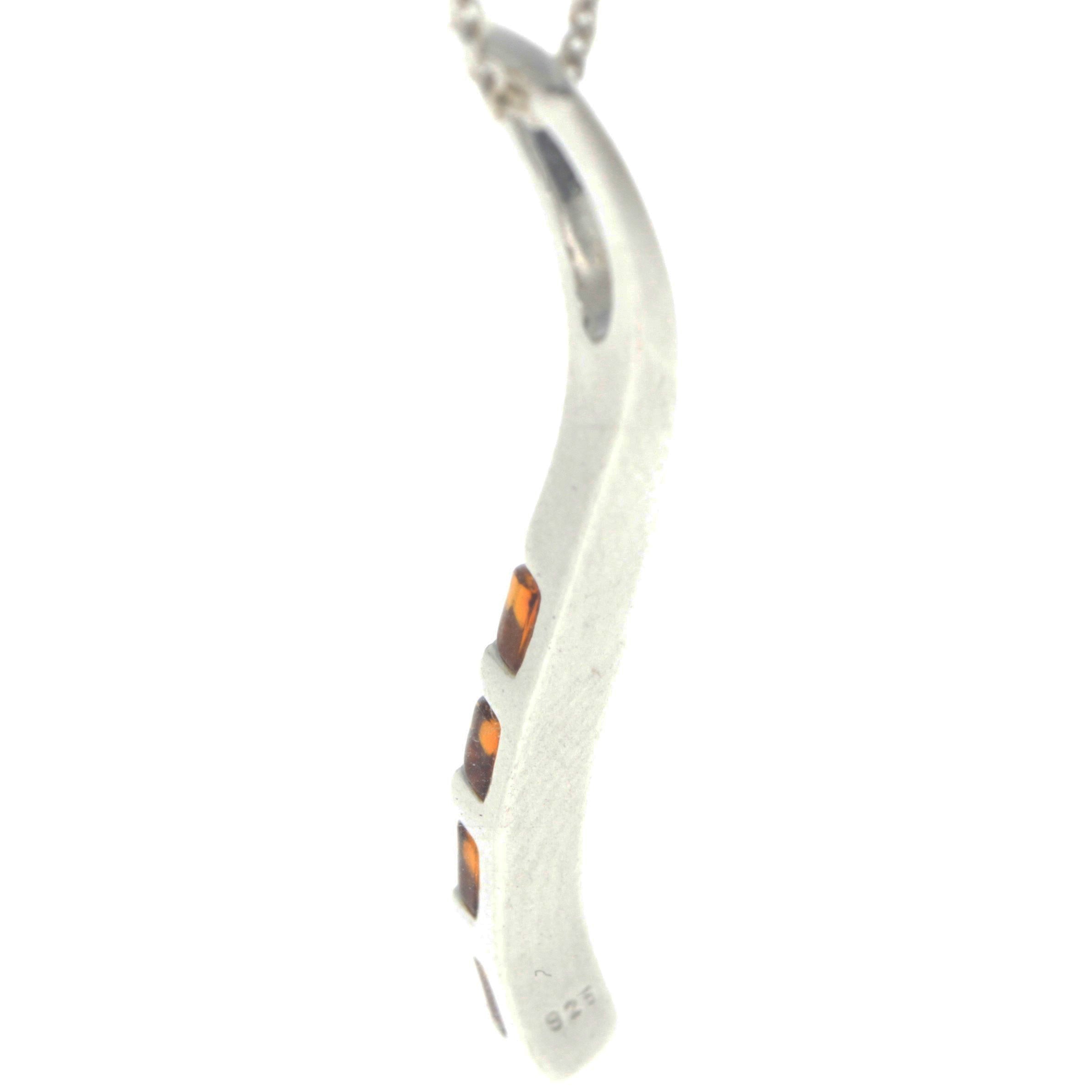 925 Sterling Silver & Baltic Amber Modern Designer Pendant - GL2021