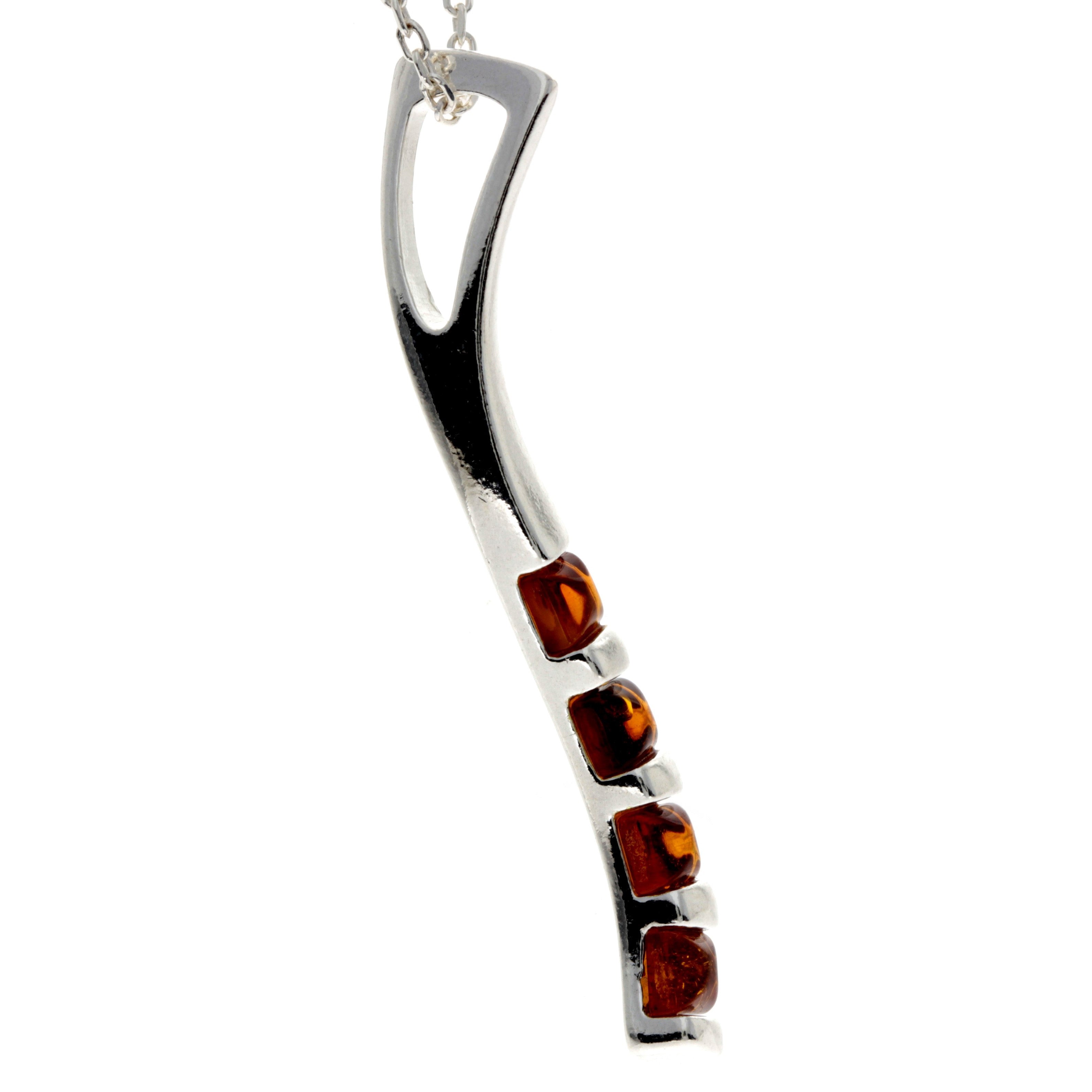 925 Sterling Silver & Baltic Amber Modern Designer Pendant - GL2021