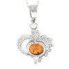 925 Sterling Silver & Baltic Amber Modern Heart Pendant- 1626