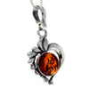 925 Sterling Silver & Baltic Amber Modern Heart Pendant- 1626