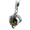 925 Sterling Silver & Baltic Amber Modern Heart Pendant- 1626