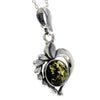 925 Sterling Silver & Baltic Amber Modern Heart Pendant- 1626