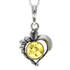 925 Sterling Silver & Baltic Amber Modern Heart Pendant- 1626